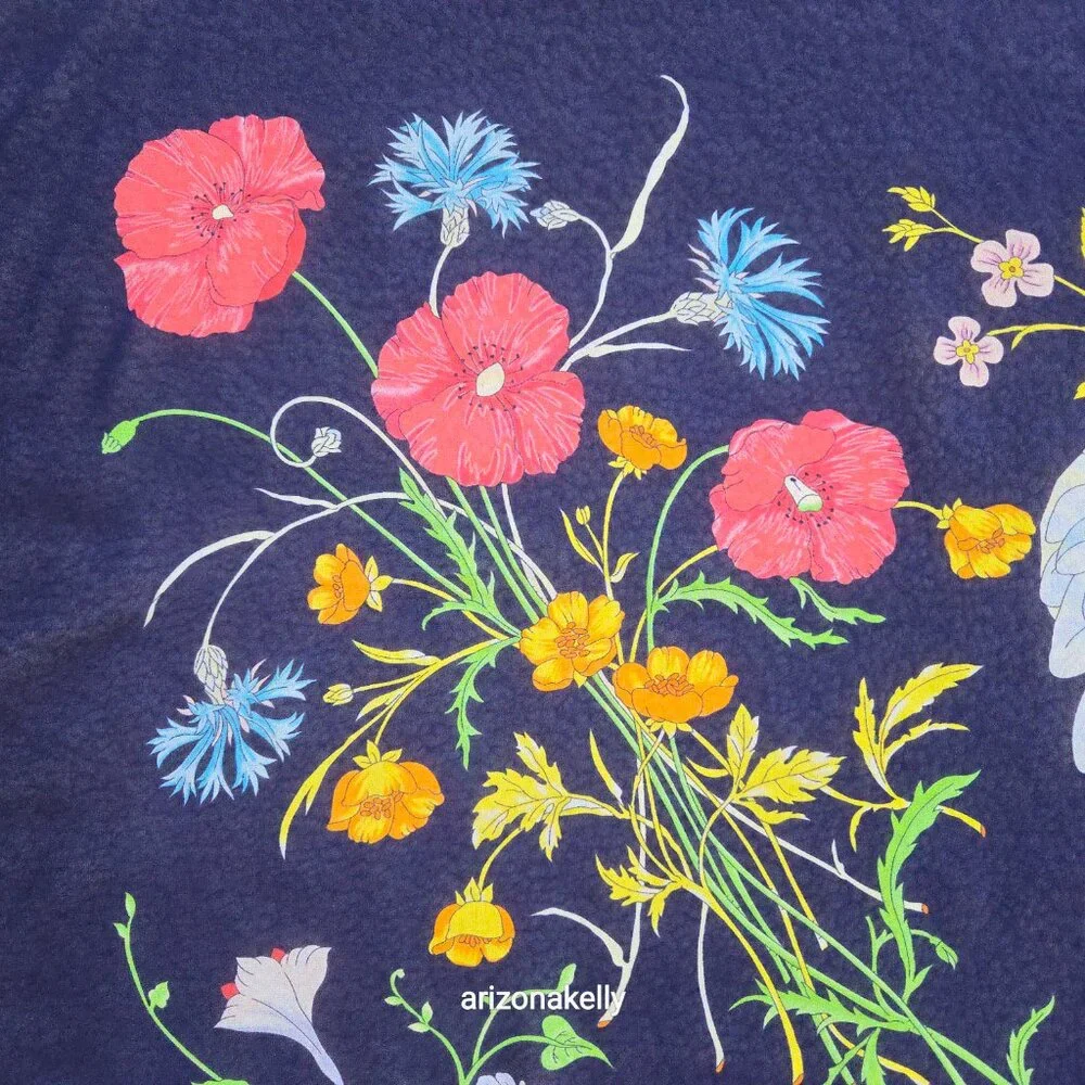 Large Silk Crepe Floral Scarf in Flawless Condition